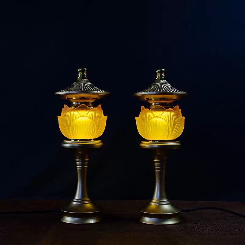 Đèn Thờ Cúng Hoa Sen Lưu Ly - Đèn Điện Thờ Phụng Led Đổi Màu cao cấp