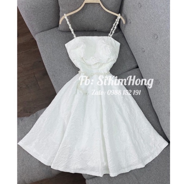 Đầm gấm 2 dây cườm thiết kế sang trọng( Ảnh shop chụp 100%) | BigBuy360 - bigbuy360.vn