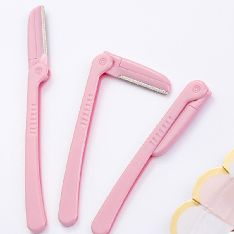 Set 3 Dao Cạo Lông Mày Bằng Thép Không Gỉ Có Thể Gấp Gọn Tiện Lợi