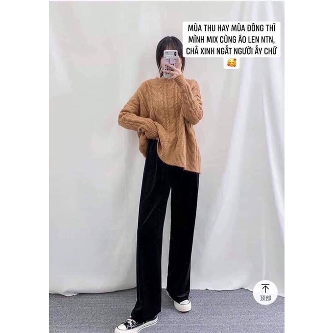 Quần Ulzzang ống rộng suông cúc trước lưng thun - Quần CULOTTES XUÔNG - Kẻ cá tính Ảnh thật | BigBuy360 - bigbuy360.vn