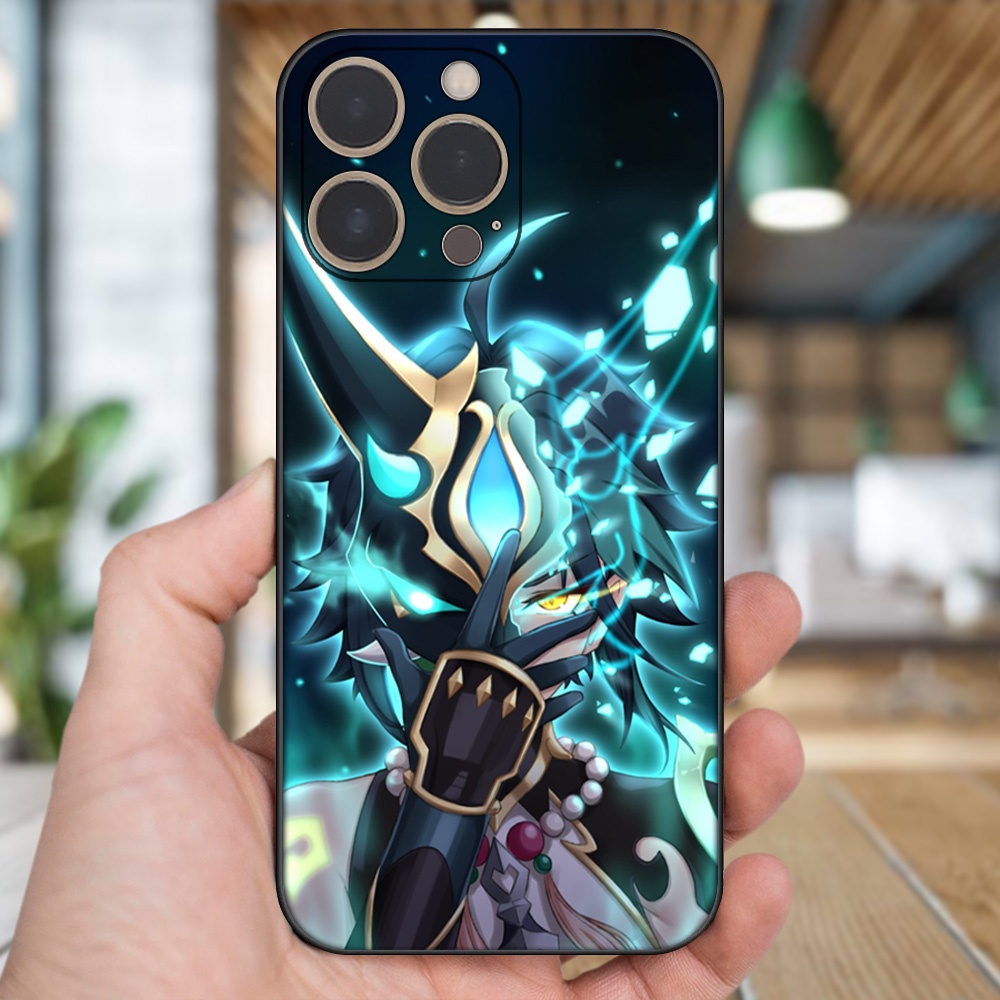 Ốp lưng iPhone 13 Pro dẻo đen cạnh vuông in hình Xiao Genshin Impact