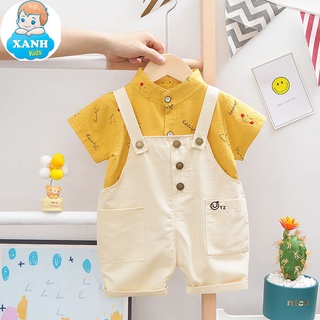 [ Yếm + Áo] Set áo thun và quần yếm in khủng long cho bé trai và bé gái từ 0-4 tuổi - 𝐁𝐃𝟔𝟎