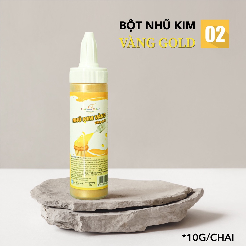 Màu Nhũ Phun Thực Phẩm 10g Vàng Gold - MS02 - Unicorn Color