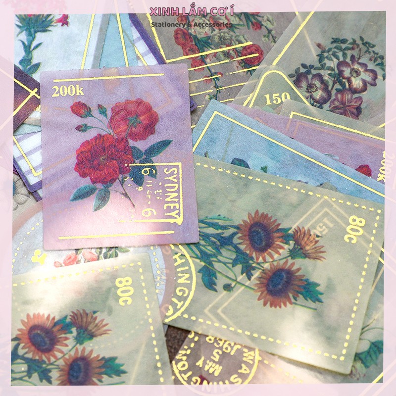 Set 40 Miếng Dán Sticker Vintage Trang Trí Sổ Siêu Ấn Tượng