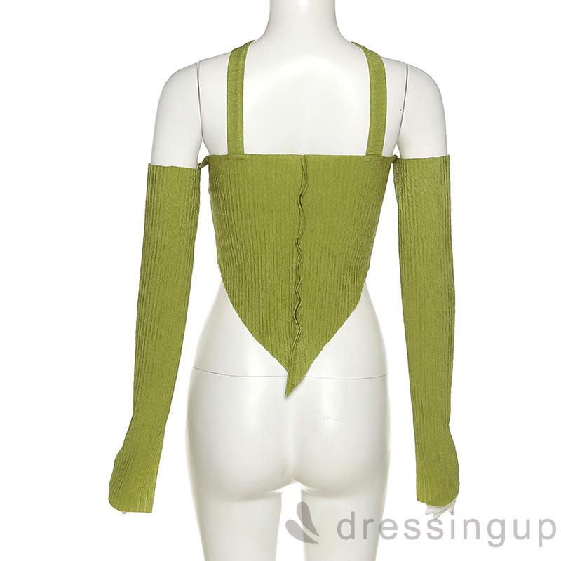 Áo Thun Tay Dài Trễ Vai Màu Sắc Đơn Giản Dành Cho Nữ