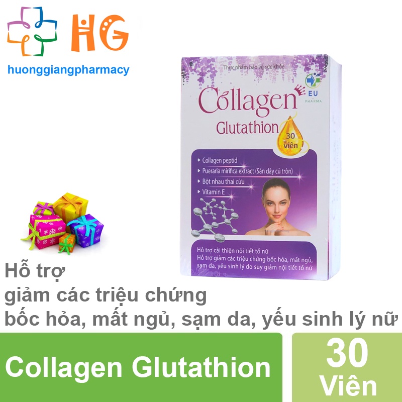 Viên uống Collagen Glutathion hỗ trợ cải thiện nội tiết tố nữ giảm mất ngủ sạm da Hộp 30 viên