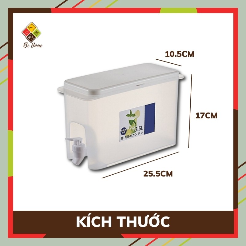 Bình Nhựa PP đựng nước Nhật Bản 3,5L BEHOME Chất Lượng Vượt Trội - Pha trà, nước trái cây có vòi - Chống Mài Mòn