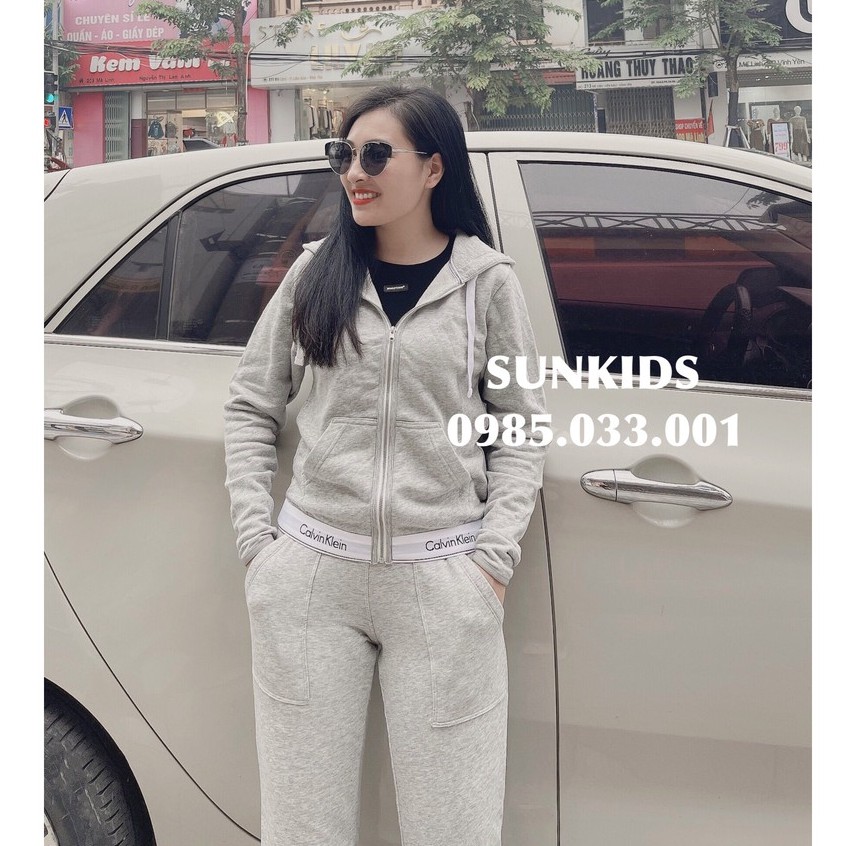 Bộ nỉ thể thao kéo khóa XÁM