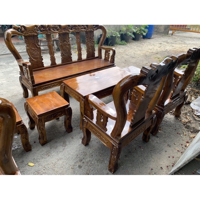 Bộ Salon gỗ 6 món gỗ Tràm Bông vàng