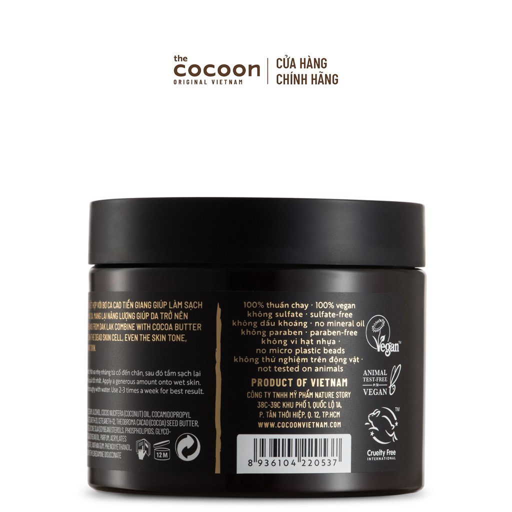 [Mã COSCN10 giảm 8%] Combo 2 hũ Cà phê Đắk Lắk làm sạch da chết cơ thể Cocoon 200ml/hũ