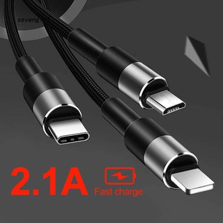 Dây cáp sạc 1.2m 3 trong 1 Type-C Micro USB cho Apple iPhone