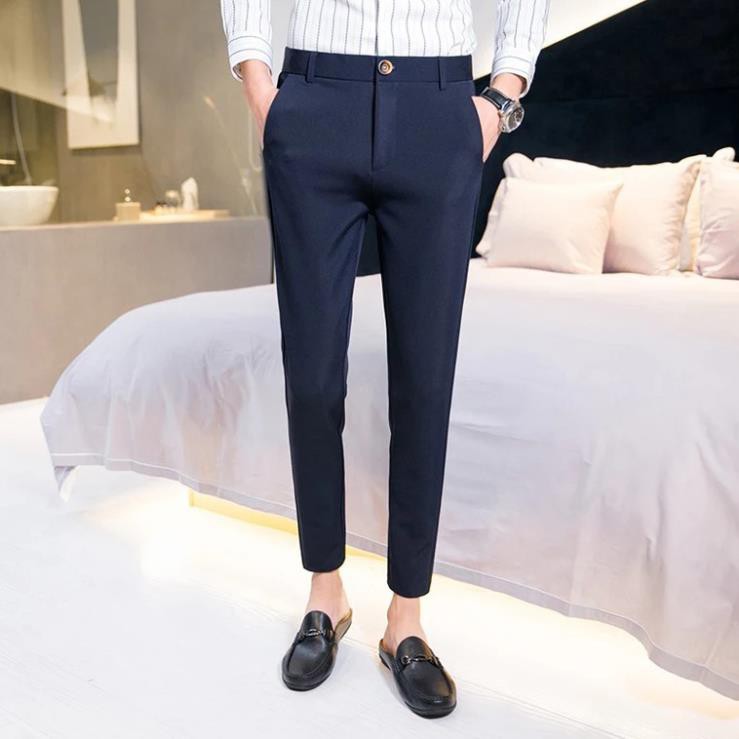 Quần Tây Nam Dáng Ôm Không Nhăn Vải Cotton Mềm Mịn | BigBuy360 - bigbuy360.vn