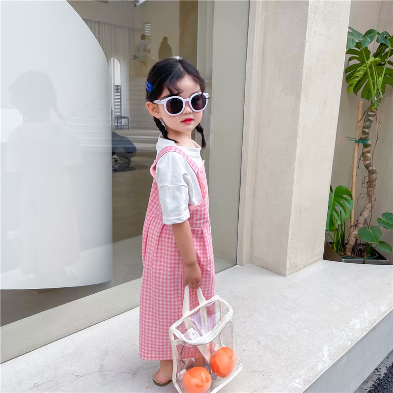 Quần Yếm Ống Rộng Họa Tiết Sọc Caro Thời Trang Mùa Hè Cho Bé