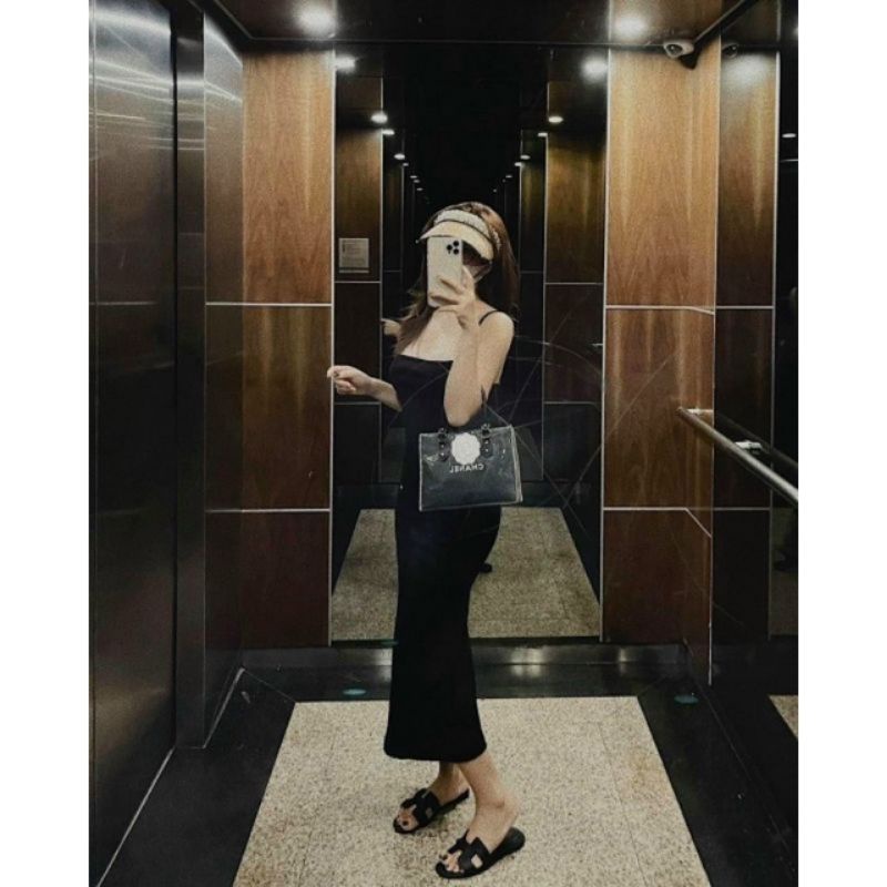 Váy 2 dây trơn dáng dài L1