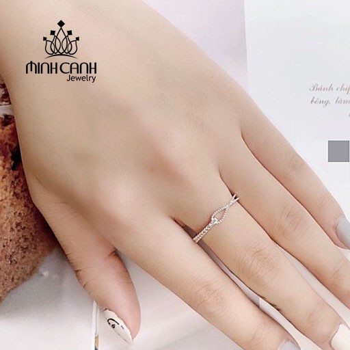 Nhẫn Bạc Thắt Nơ Nhỏ Đính Đá Xinh Xắn Freesize - Minh Canh Jewelry