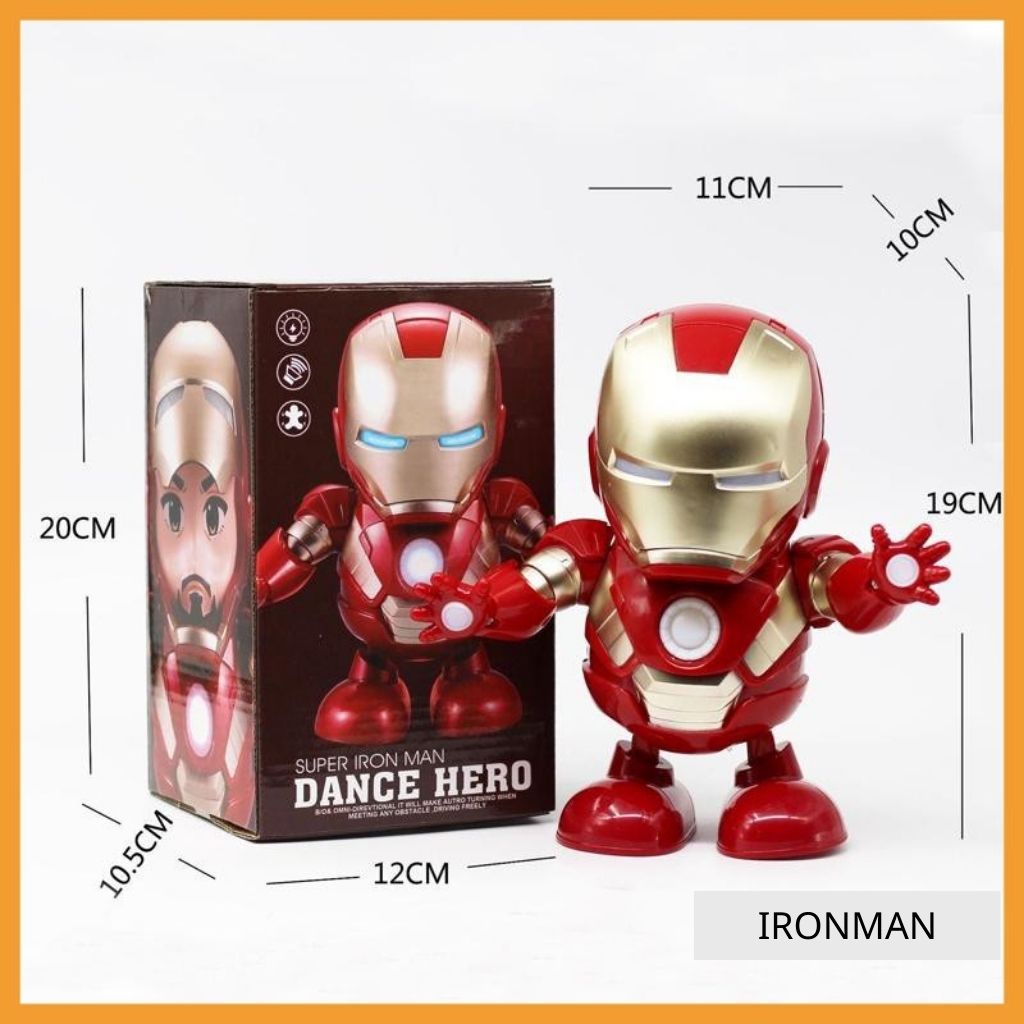 Đồ chơi robot Iron man, người sắt iron man bằng nhựa có đèn, có nhạc, nhảy mua vui nhộn, không kèm pin