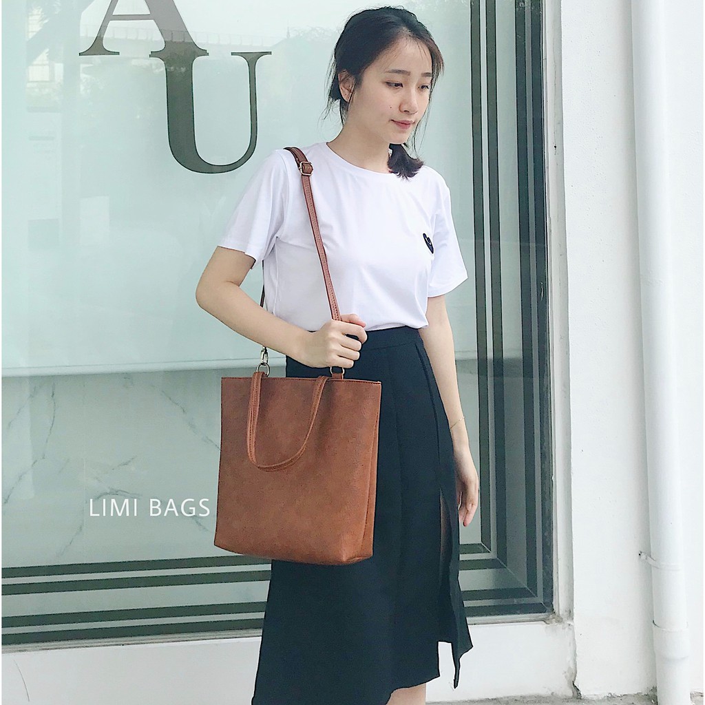 Túi xách da TOTE công sở nữ bản to thời trang đựng A4 cao cấp, đi học đi làm đi dạy size to da mềm khoá kéo LIMI BAGS