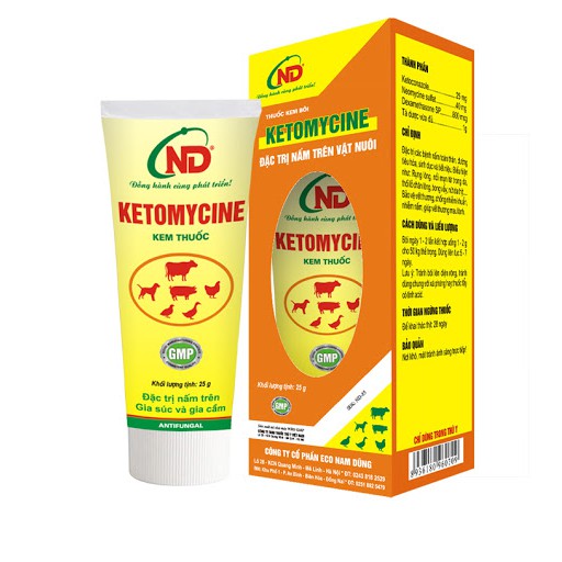 Kem Bôi Đặc Trị Nấm Trên Chó Mèo, Gia Súc Và Gia Cầm Ketomycine Tuýp 25g