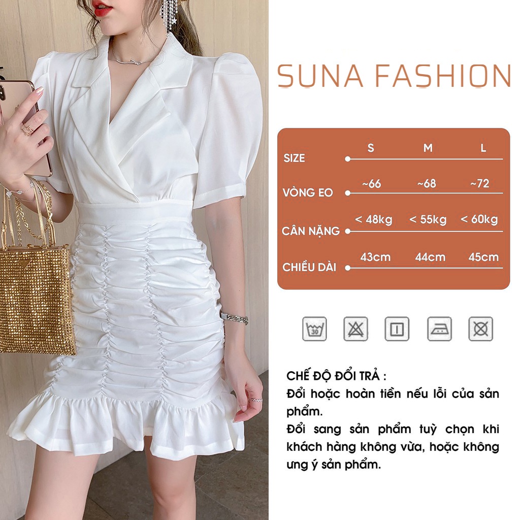 Chân váy ngắn chữ a nhún bèo, Chân váy đuôi cá cạp cao có quần trong SUNA FASHION từ 42 - 60kg