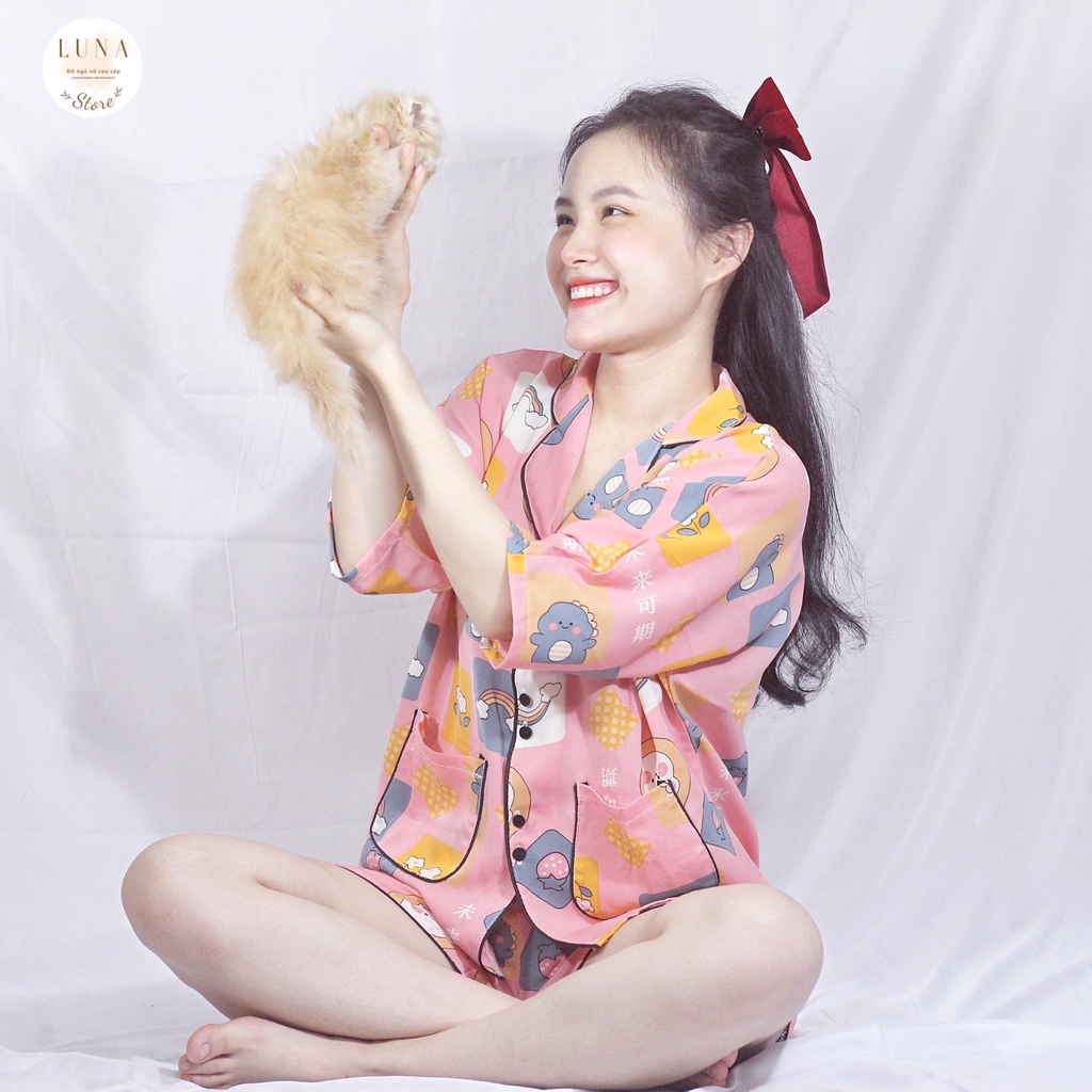 Bộ Lụa Mặc Nhà Luna đồ bộ ngủ pijama lụa mango THOÁNG MÁT cộc tay