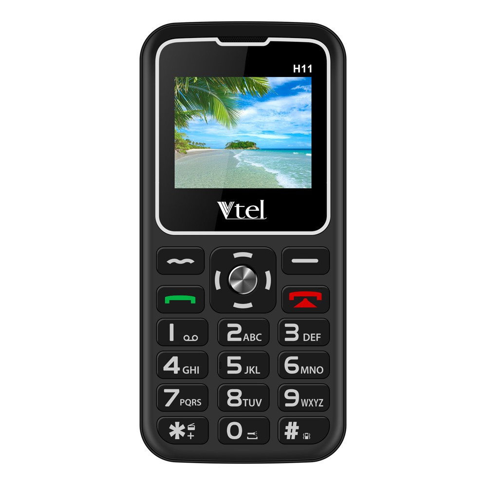 Điện thoại Người Già Vtel H11, 2 Sim, Gọi SOS khẩn, Số To, Chữ To, Loa to, FM loa ngoài, Pin lớn - Bảo hành 12 tháng,Đen