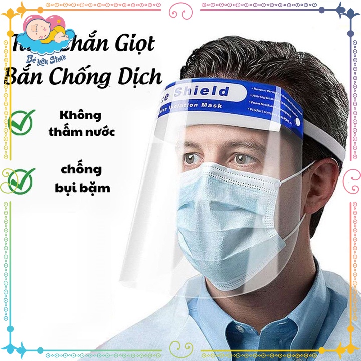 Kính chống giọt bắn, kính bảo hộ chống dịch, mặt nạ bảo hộ người lớn và trẻ em đeo đều vừa, tấm kính trong suốt
