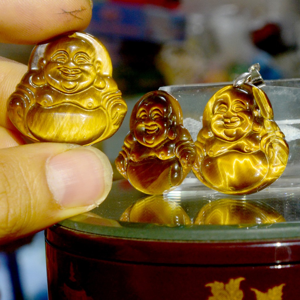 Mặt dây chuyền đá hình Phật-Quan Âm- Di Lặc-Tặng dây chuyên inox