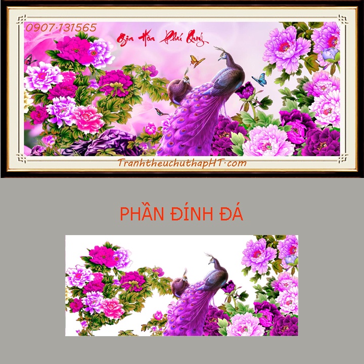 Tranh đính đá Đôi công Gia hòa phú quý VS441: 151*70cm (tự đính)