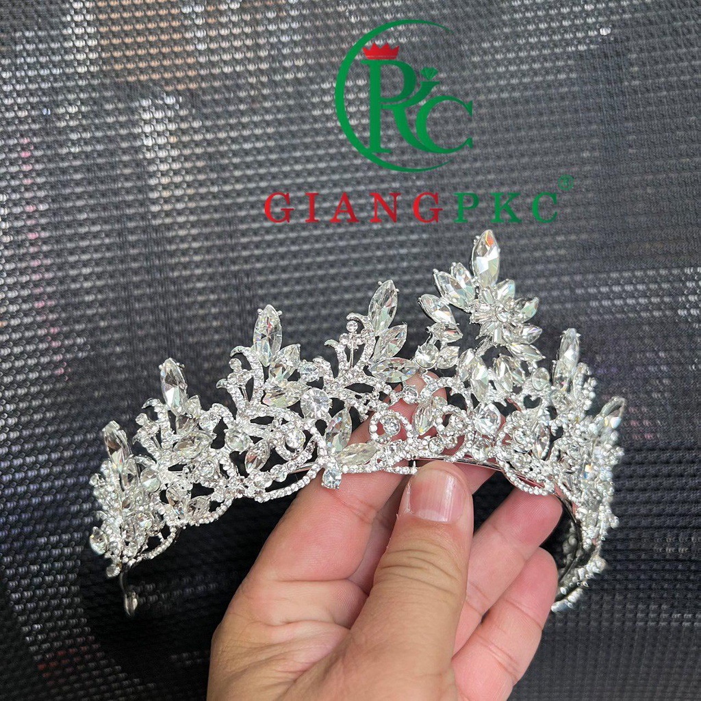 Vương miện cô dâu hoa tuyết lớn đá trắng sang trọng t10-2022Giangpkc  Phụ kiện cưới Giang