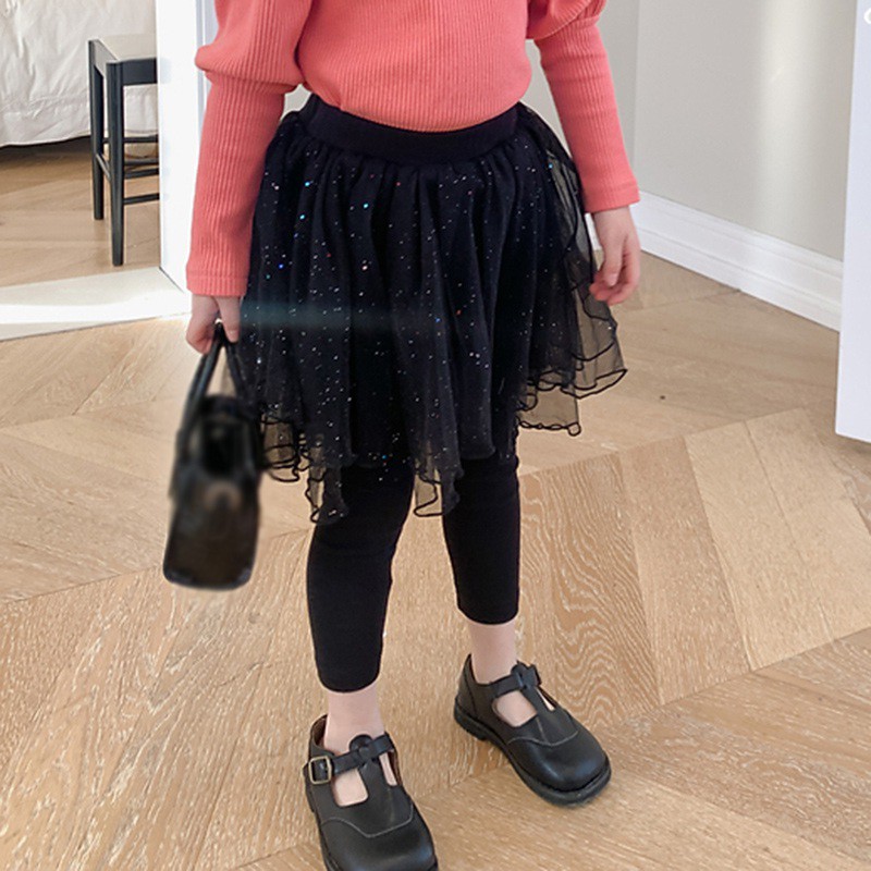 Baby Girls' Sweet Canopy Skirt Skirt Pants Solid color Net Gauze Trousers Summer