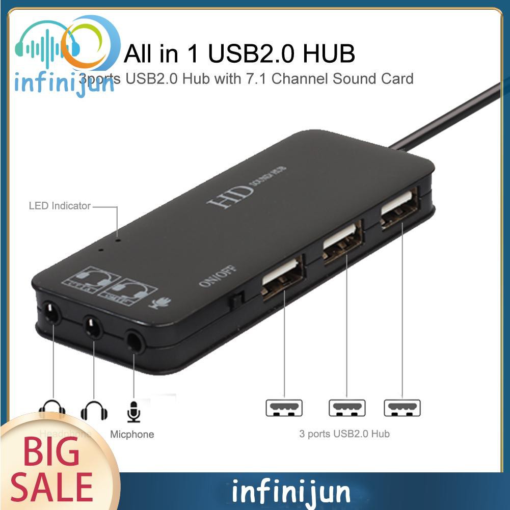 Bộ Chia 3 Cổng Usb 2.0 Tích Hợp Tai Nghe Và Mic