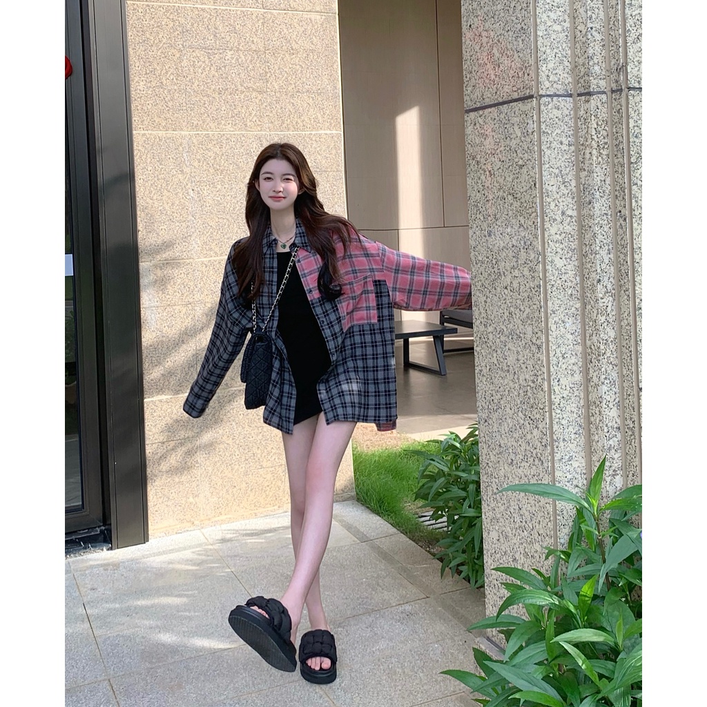 Áo Sơ Mi Nữ Dài Tay Cổ Bẻ Form Rộng Thời Trang Hàn