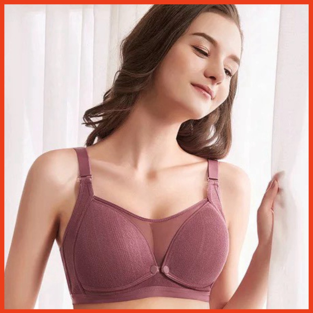 Áo Lót Cho Con Bú Chống Xệ Có Cúc Bấm Trước Không Gọng Đệm Mút Mỏng Đồ Lót Bầu