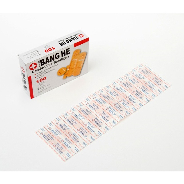 Hộp 100 miếng băng gâu cá nhân dán vết thương, Băng gâu y tế đủ kích cỡ