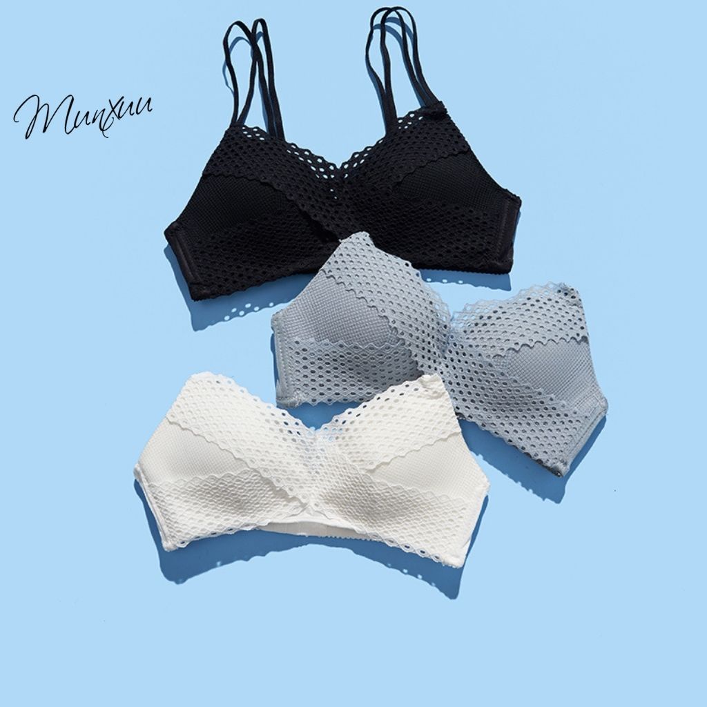 Áo lót nữ phối ren MUNXUU thiết kế không gọng, mút mỏng vừa nâng ngực nhẹ nhàng - AV25