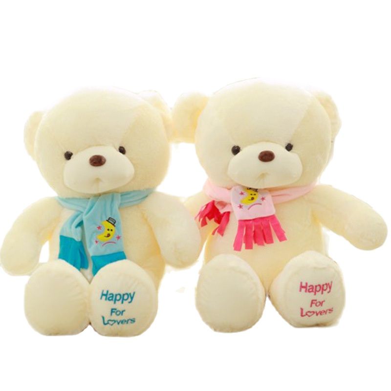 Gấu Nhồi Bông 30cm Kèm Khăn Choàng Dễ Thương