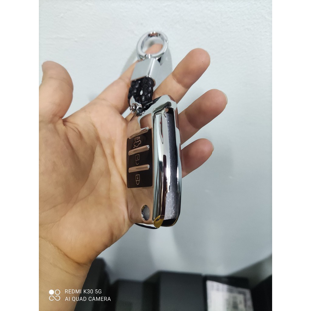 Ốp Chìa Khóa Silicon Tráng Gương Kia K3,Cerato , Morning , Chìa Gập - kèm móc treo