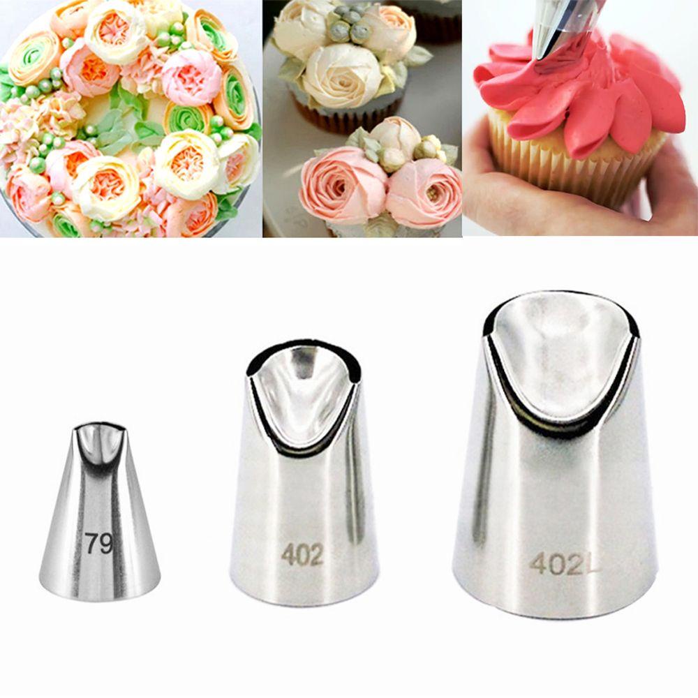 YEW Set 3 Đuôi Bắt Bông Kem Tạo Hình Hoa Hồng Trang Trí Bánh Bằng Thép Không Gỉ