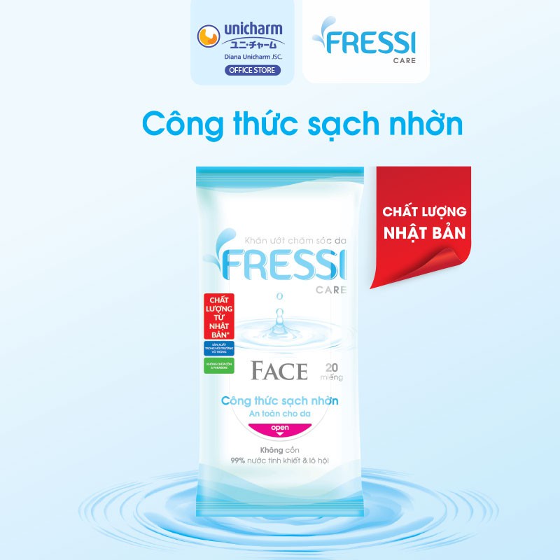 Combo 5 gói khăn ướt chăm sóc da Fressi Care Face 20 miếng/gói