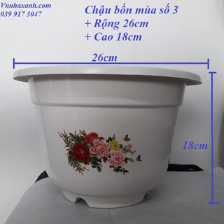 Chậu nhựa trồng hoa bốn mùa số 3-ĐK 26cm