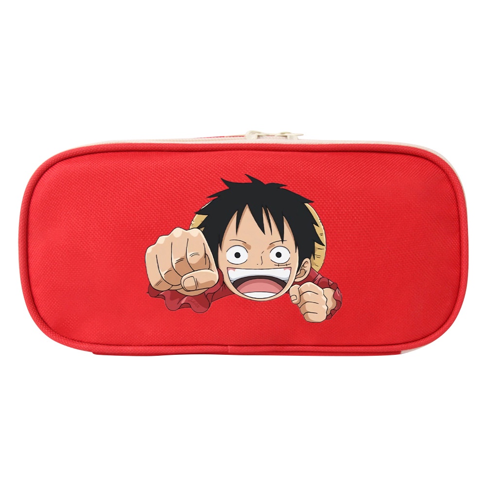 Túi Đựng Bút Vải Canvas Đa Năng Họa Tiết Hoạt Hình One Piece Luffy Zoro Anime Cho Bé