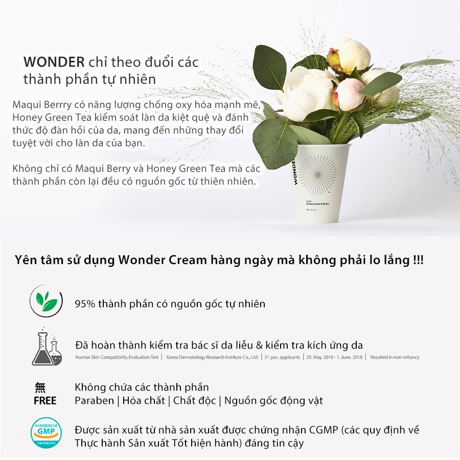 Kem Dưỡng Trắng Da HARUHARU WONDER HONEY GREEN BRILLIANT CREAM_Mỹ phẩm Hàn Quốc chính hãng