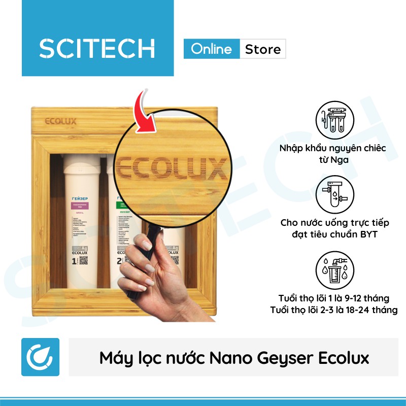 Máy lọc nước Nano Geyser Ecolux kèm vỏ gỗ - Nhập khẩu Nga, bảo hành chính hãng 3 năm