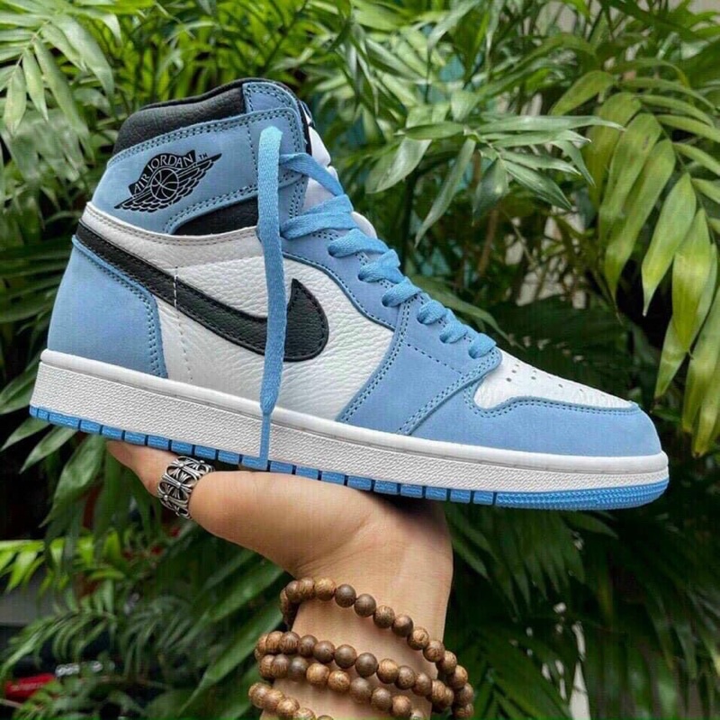 Giày Sneaker Air 1 High Xanh Cao Cổ University Blue, Giày Thể Thao Nữ JD1 Fullbox