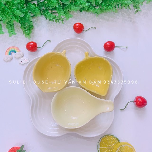 Khay sứ hình hoa 5 cánh đựng chén bát ăn dặm kiểu Nhật