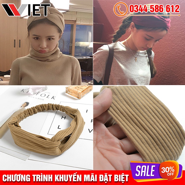 Băng Đô Turban/ Headband Đan Chéo Hè Vải Cotton Phong Cách Hàn Quốc Màu Sắc Tươi Sáng, Năng Động