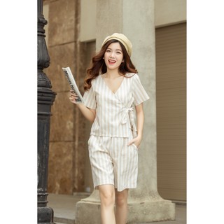 Set linen kẻ sọc