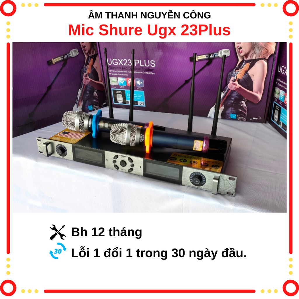 Micro Mic Karaoke Không Dây Shure UGX 23plus, Thu Âm , Tiếng Sáng, Hát Nhẹ, Không Hút Hơi, Mạch,