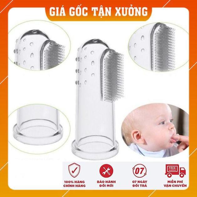 [ Miễn phí đổi trả ]  Rơ Lưỡi Đánh Răng Xỏ Ngón Silicone Cho Bé