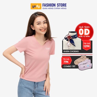 Áo phông nữ YODY cổ tròn form rộng vải cotton thoáng mát PPN4134